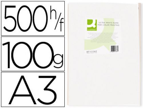 Papel fotocopia ultra white q-connect din a3 100 gr embalagem de 500 folhas , Q-connect , 75066 , 5705831177888